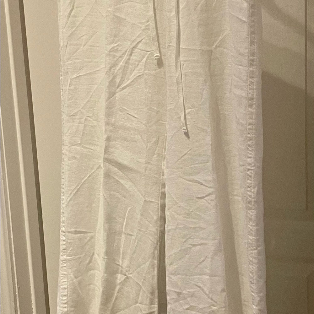 Lily Pulitzer White Linen Wide Leg Pants, Like New